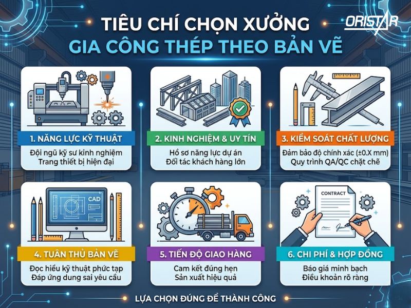 Tiêu chí chọn xưởng gia công thép